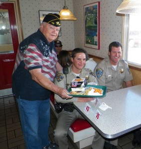 American Legionnaire Chuck Kilpatrick with Post 118 serving two area CHP officer supporting WWP