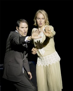 Billy Flynn Ron Valenzuela and Roxie Hart Danielle Kuhl practicing for her trial