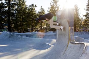 Skateboarder in skate park small