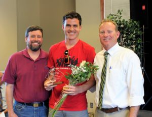 Home Street Middle School Principal Patrick Twomey far left awarded honoree Eddie Davis with Community Star Award Large