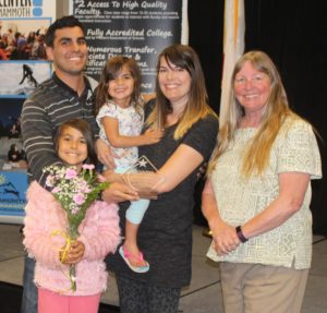 Round Valley JESD Supt. Karen Marshal with Honeree Rebecca Aquilera and family