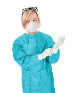 nurse in surgical gown and mask