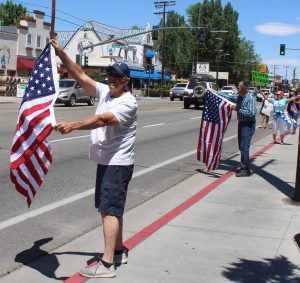 Protesters waved lots of flags at protest