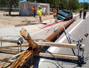Truck takes out power pole in Big Pine 2