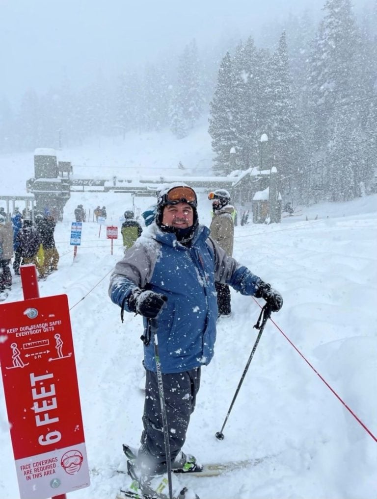 Experienced skier dies when discovered upside down in deep snow.