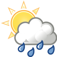 cloudy with rain and sunshine