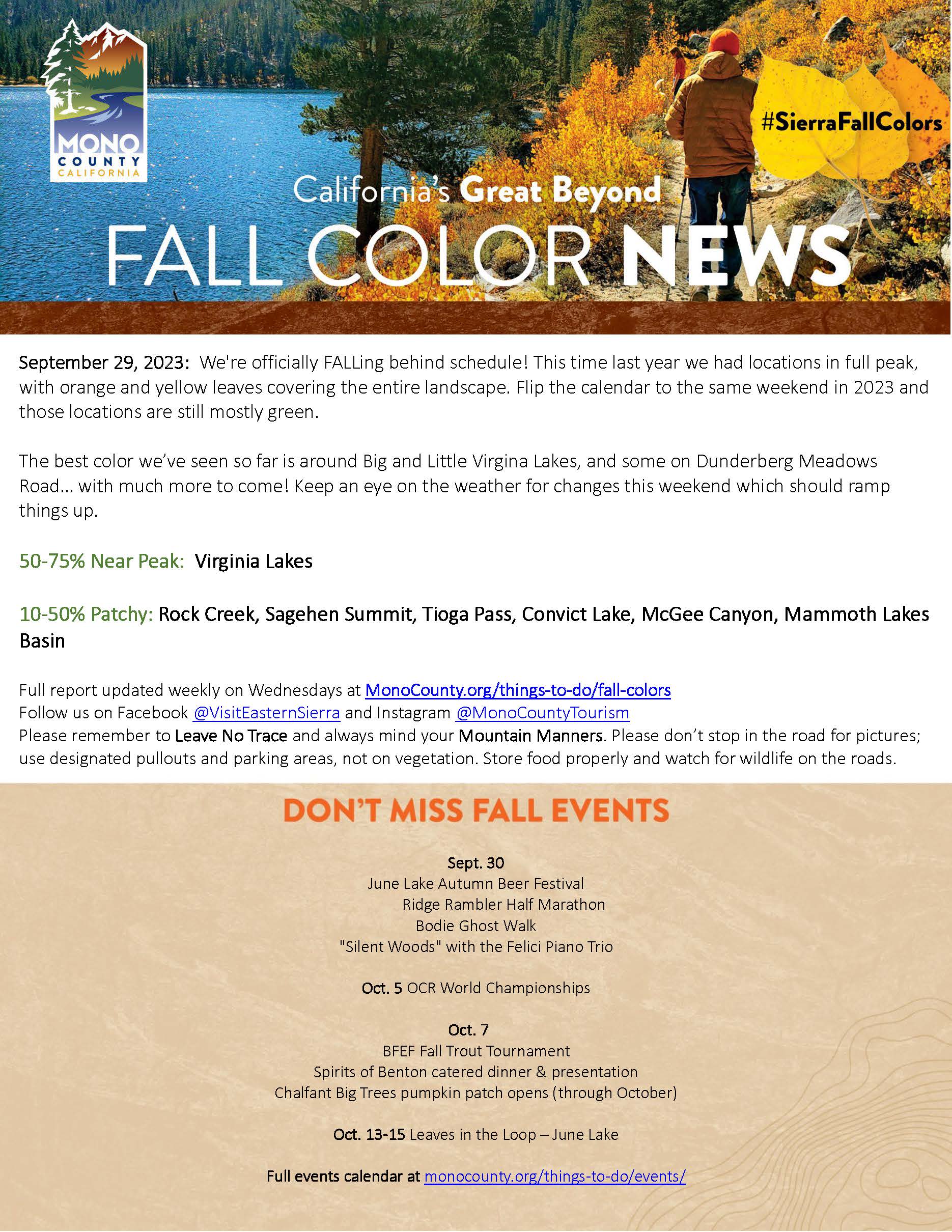 Mono County Tourism Fall Color News - Sierra Wave: Eastern Sierra News