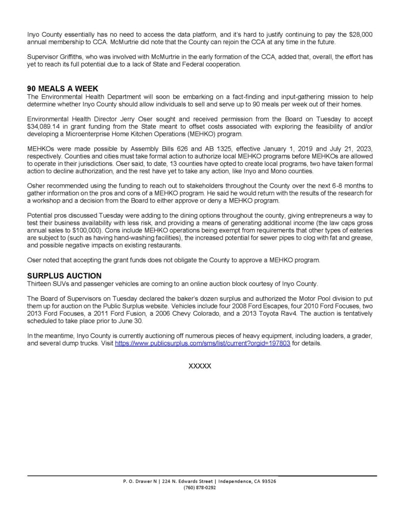 PRESS RELEASE News Briefs from April 9 Meeting boardofsupervisors Page 2