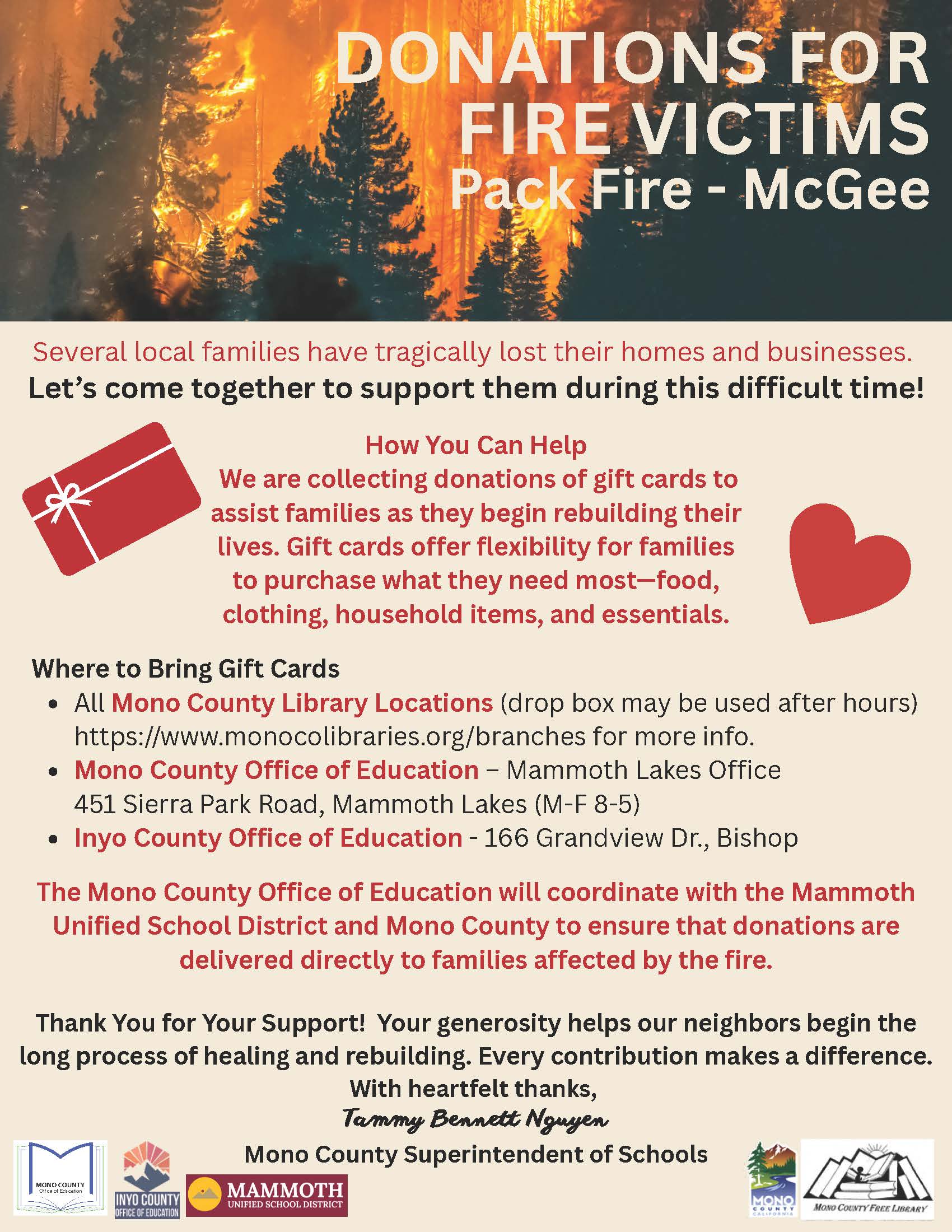 Donations For Fire Victims Sierra Wave Eastern Sierra News The